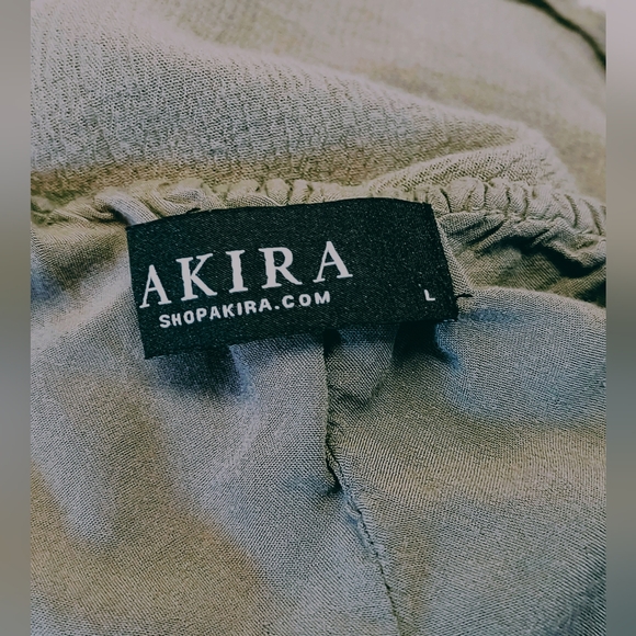 AKIRA MOSS GREEN GAUZE ROMPER SUMMER OUTFIT WOMEN'S SIZE  L - Picture 5 of 7